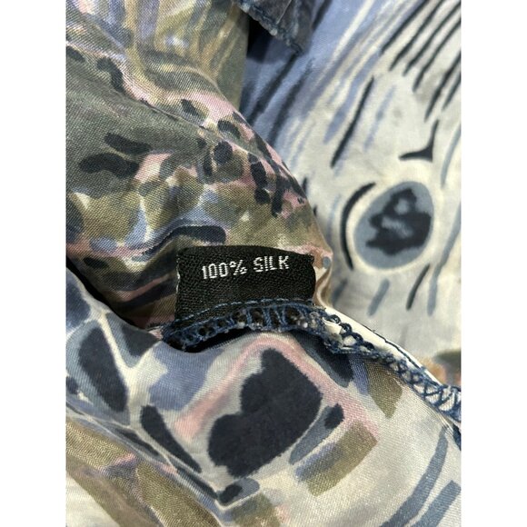 Vintage Lynne Ritchie Silk Blouse Large Abstract Artsy Pattern Top Sz L - Picture 6 of 9